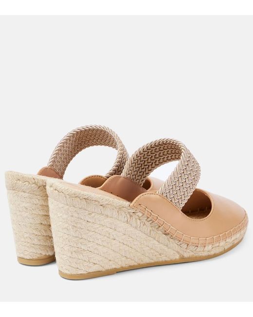 Malone Souliers Natural Siena 70 Leather Espadrille Wedges