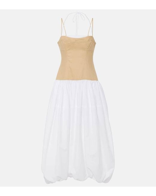 Jonathan Simkhai White Pfeiffer Cotton And Linen-Blend Midi Dress