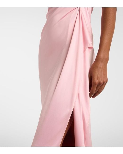 Versace Pink Medusa Gathered Jersey Gown