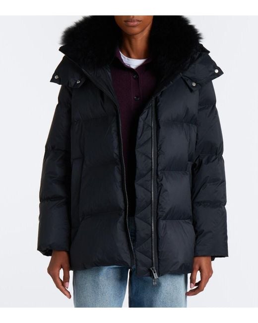 Yves Salomon Black Hooded Padded Down Jacket