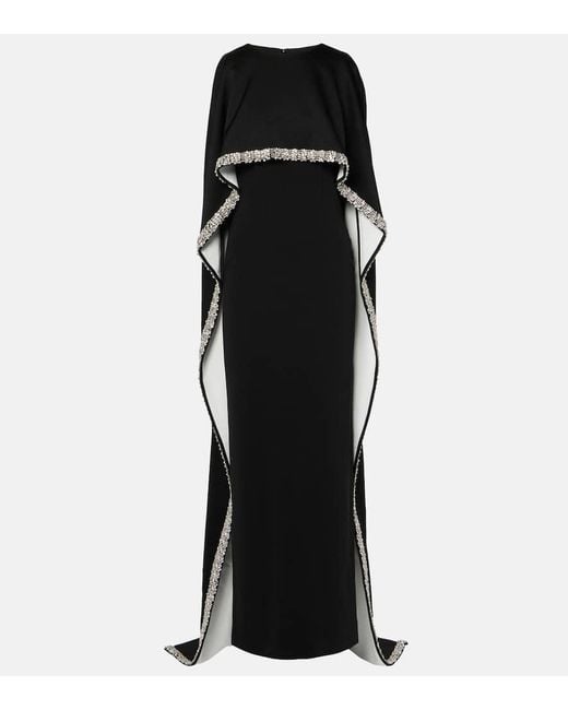Roland Mouret Black Robe Aus Crepe Mit Kristallen