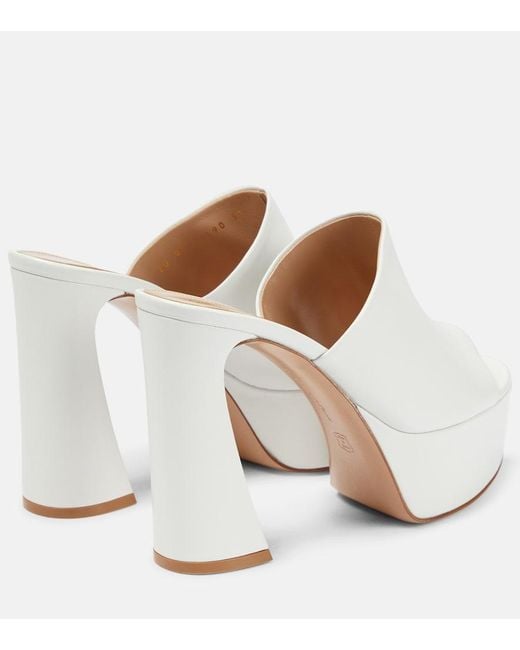 Gianvito Rossi White Holly Leather Platform Mules