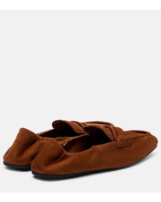 Miu Miu Brown Loafers Aus Veloursleder