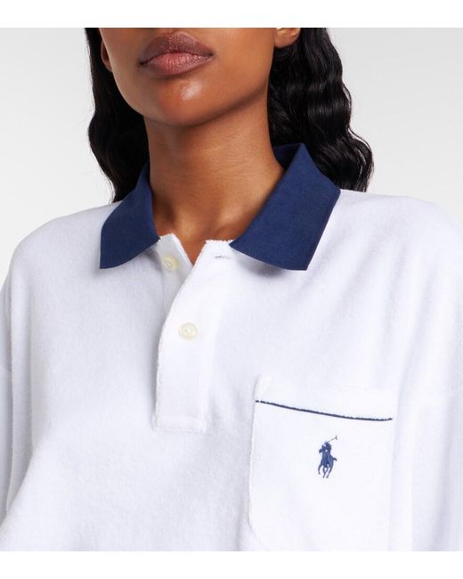 Polo Ralph Lauren White Cotton-Blend Terry Polo Shirt