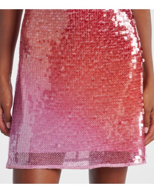 Jonathan Simkhai Red Alayna Ombre Sequined Minidress