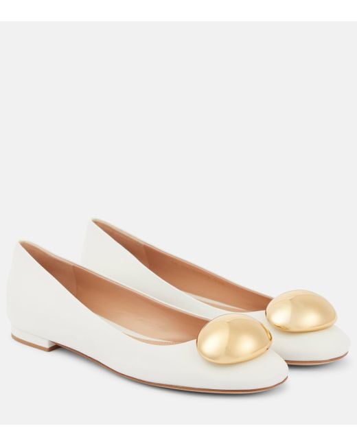 Gianvito Rossi Natural Sphera Leather Ballet Flats