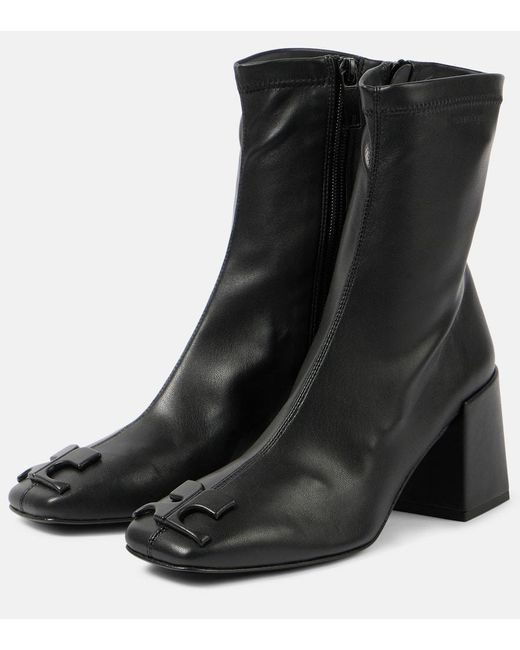 Courreges Black Ankle Boots Reedition AC aus Lederimitat