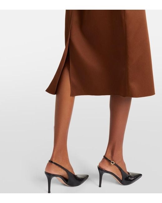 Dorothee Schumacher Brown Shiny Statement High-Rise Duchesse Pencil Skirt