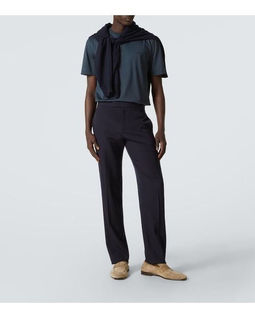 Zegna Blue Logo Cotton T-Shirt for men