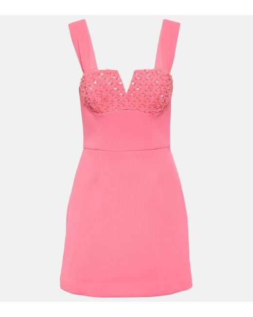 Rebecca Vallance Pink Marie Embellished Crepe Minidress