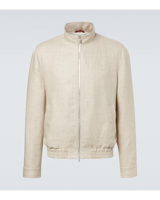 Brunello Cucinelli White Silk, Linen, And Wool Jacket for men
