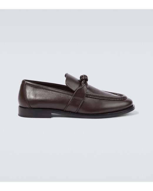 Bottega Veneta Brown Astaire Knot-Detailed Leather Loafers for men