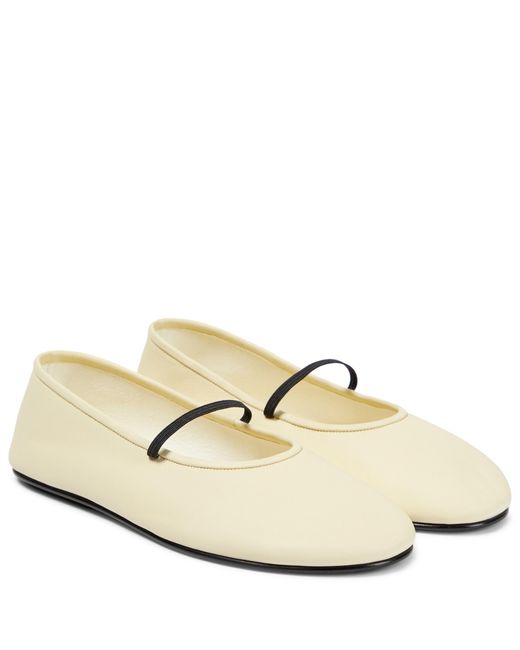 The Row Leather Ballet Flats in White Lyst