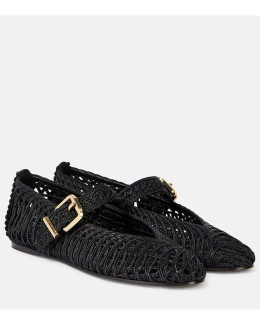 Zimmermann Black Reef Raffia Mary Jane Flats