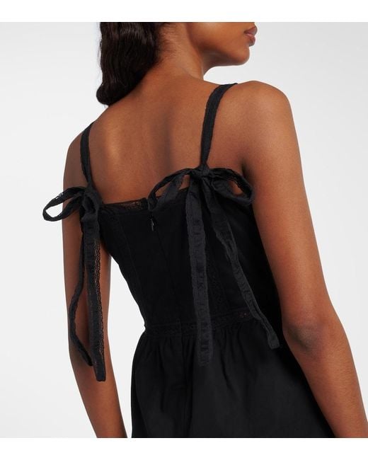 Faithfull The Brand Black Emilia Lace-Trimmed Cotton Romper