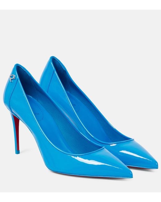 Christian Louboutin Blue Sporty Kate 85 Patent Leather Pumps