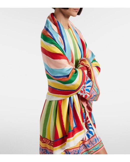 Dolce & Gabbana White Striped Scarf