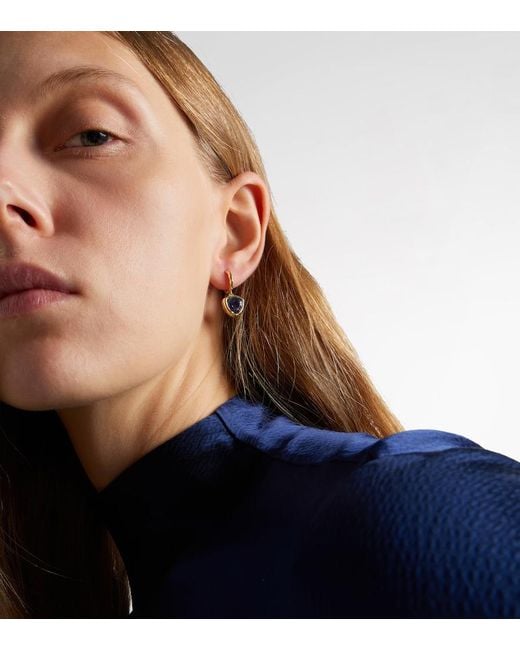 Octavia Elizabeth White Hidden Gems 18Kt Hoop Earrings With Tanzanite