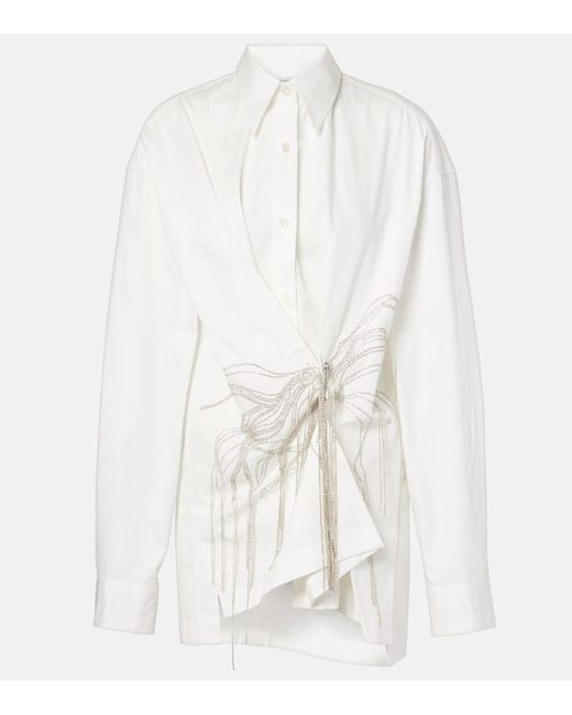 Dries Van Noten White Hemd Aus Baumwolle Mit Kristallen