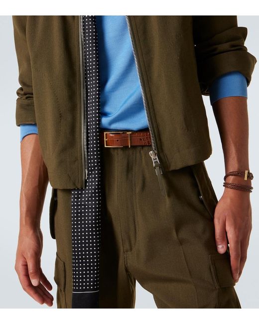 Tom Ford Brown T Loop Croc-Effect Leather Belt for men