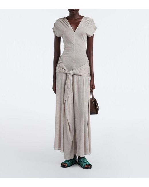 J.W. Anderson White Draped Jersey Maxi Dress