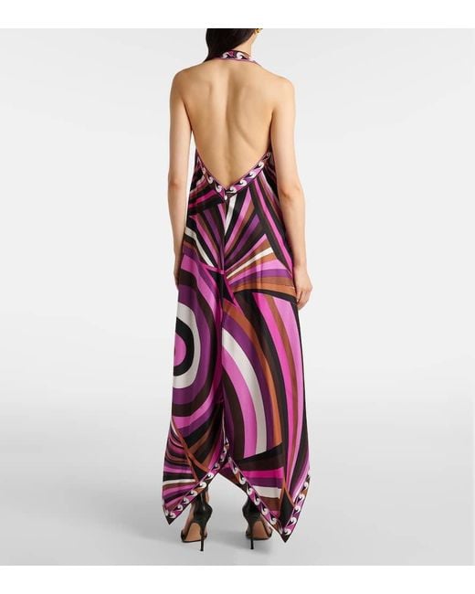 Emilio Pucci Purple Iride Silk Twill Maxi Dress