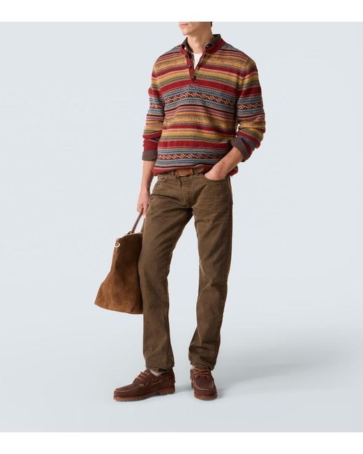RRL Brown Wool-Blend Jacquard Sweater for men