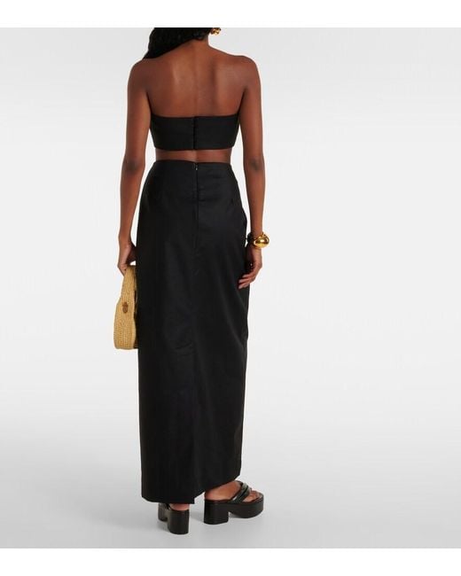 Adriana Degreas Black Cotton-Blend Maxi Skirt