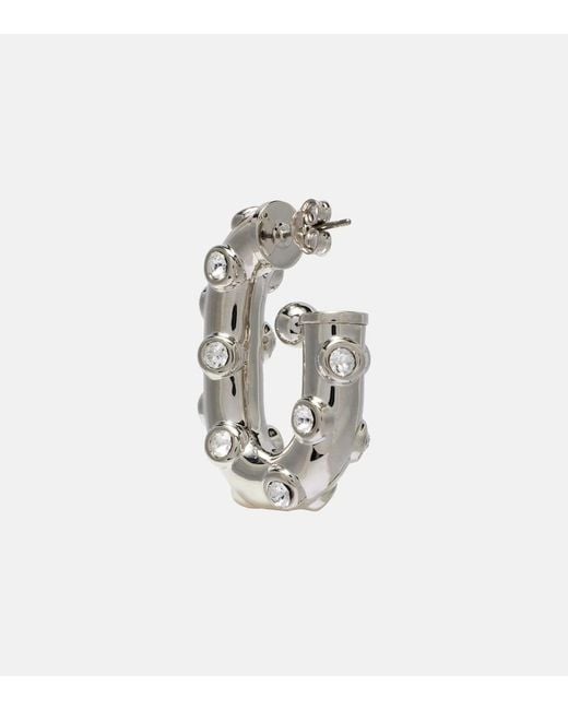 Rabanne White Crystal-Embellished Hoop Earrings