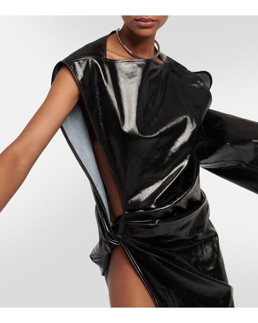 Rick Owens Black Asymmetrical Denim Gown