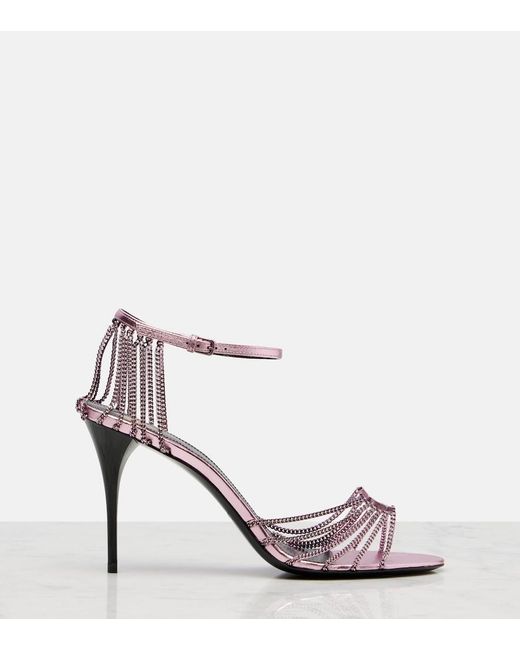 Saint Laurent Pink Babylone 90 Leather-Trimmed Sandals