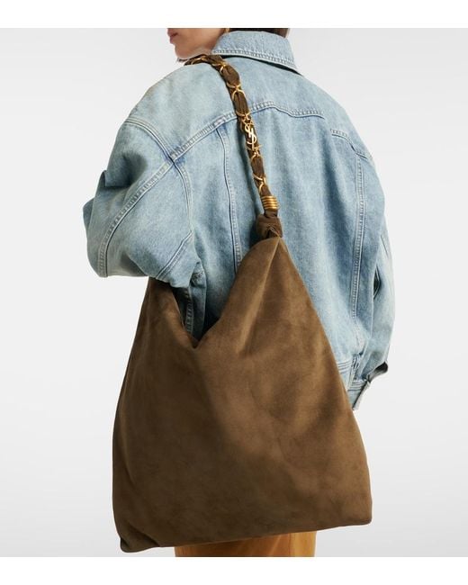 Saint Laurent Brown Amalia Suede Shopper