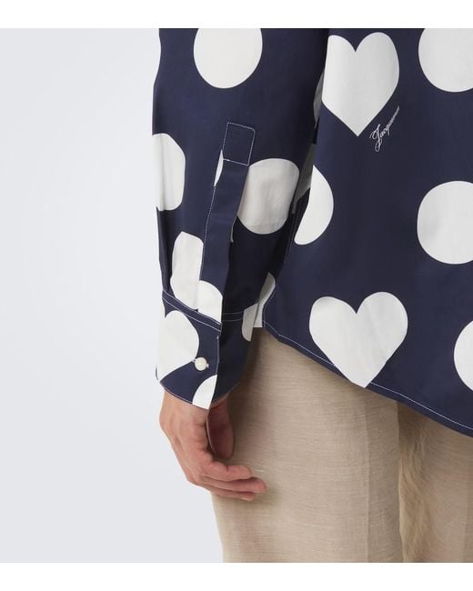 Jacquemus Blue Camargue Polka-Dot Cotton Poplin Shirt for men