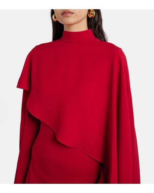 Taller Marmo Red Carrington Caped Crepe Cady Gown