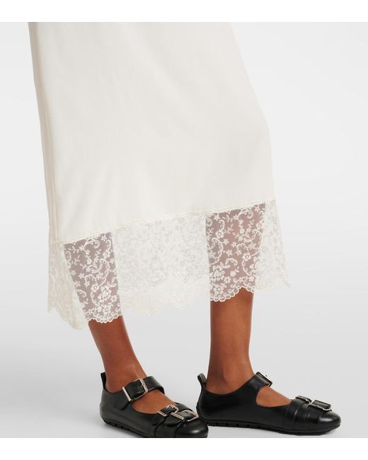 Simone Rocha White Lace-Trimmed Crepe De Chine Slip Dress