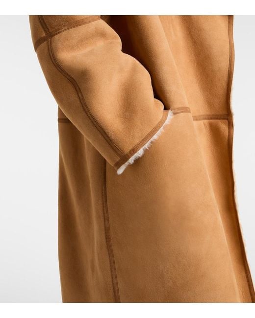 Totême  Natural Shearling-Trimmed Suede Coat