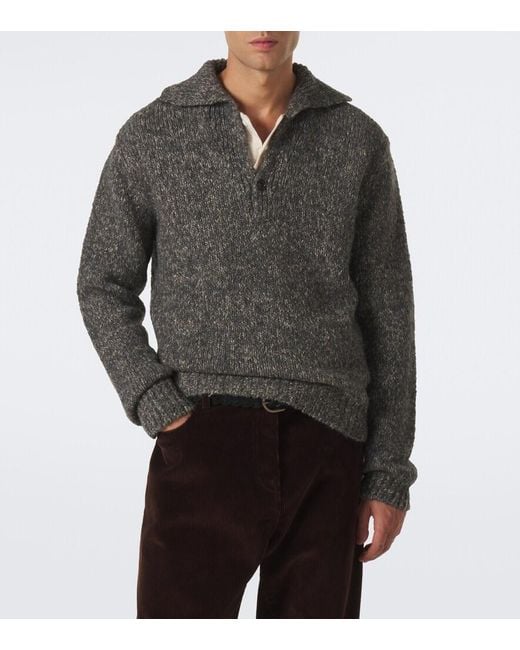 Dolce & Gabbana Gray Wool, Alpaca, And Linen Polo Sweater for men