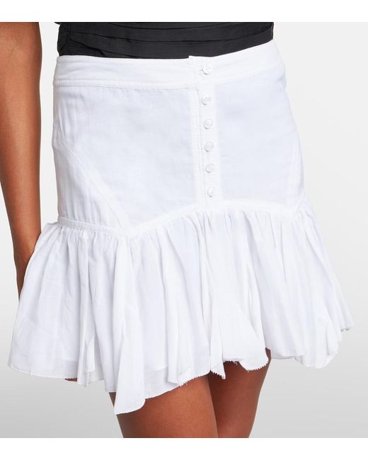Isabel Marant White Daneen Ruffled Cotton-Blend Miniskirt