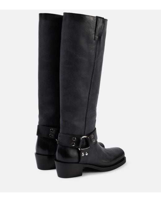 Paris Texas Black Roxy Leather Knee-high Boots