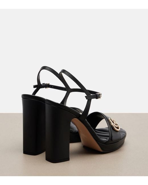 Gucci Black New Marmont Gg Leather Sandals