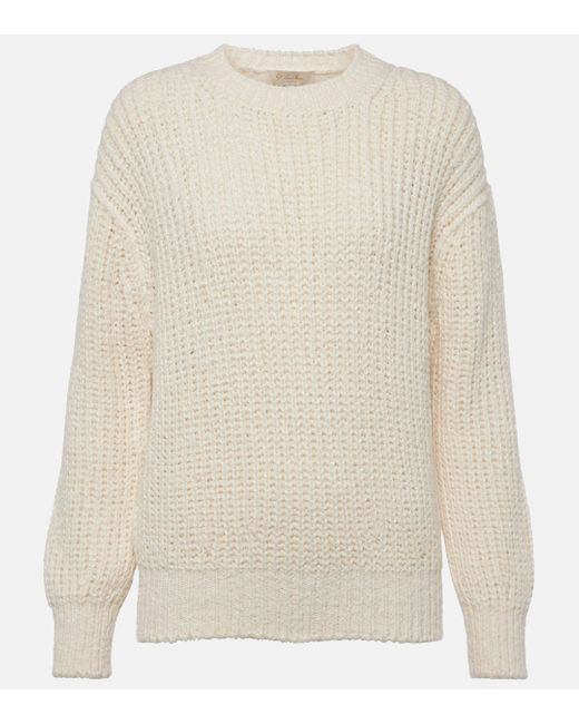 Loro Piana White Ribbed-knit Silk Sweater