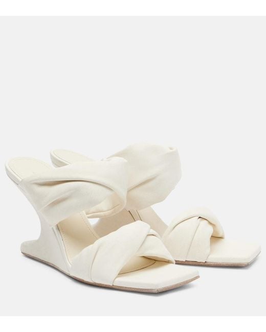 Rick Owens White Twisted Cantilever 80 Leather Mules