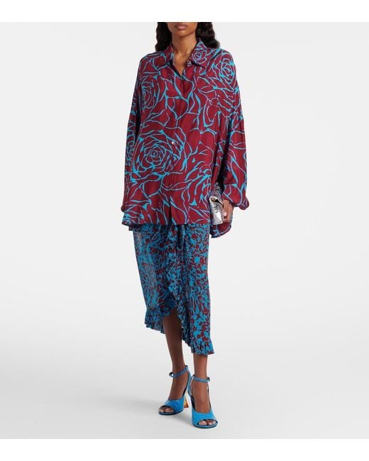 Dries Van Noten Blue Croc-Effect Leather Wedge Sandals