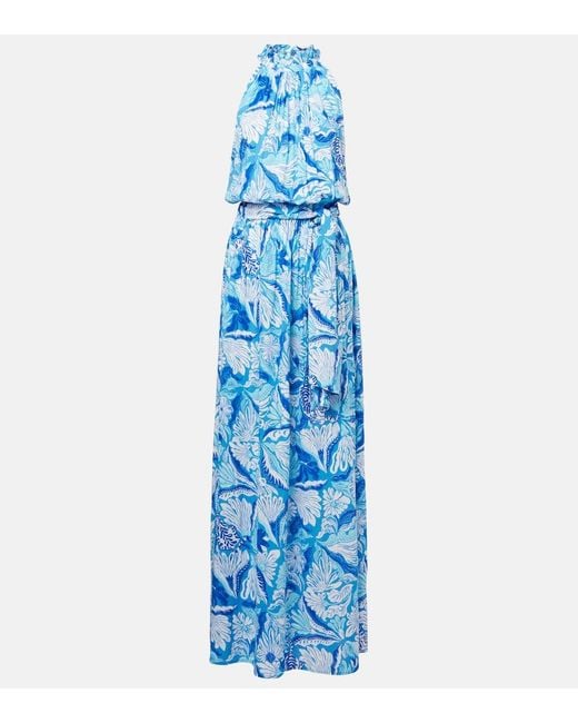Poupette Blue Bianca Printed Maxi Dress