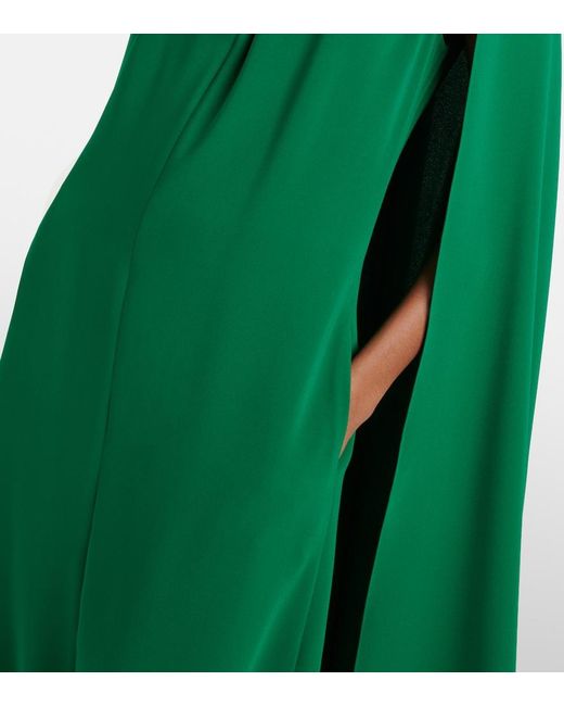 Oscar de la Renta Green Cyclamen Silk-Blend Georgette Kaftan