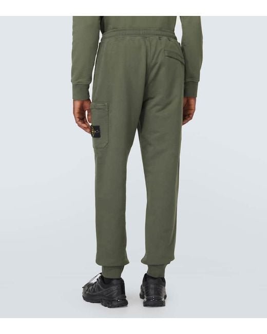 Stone Island Green Compass Cotton Jersey Sweatpants for men
