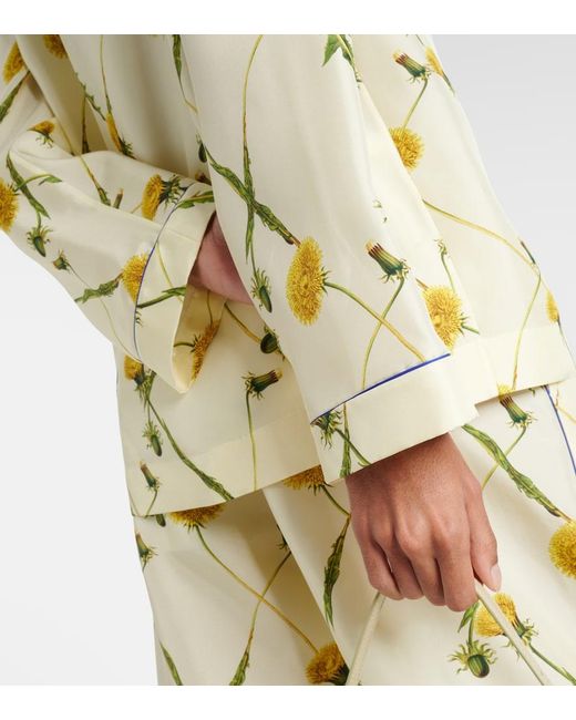Burberry Metallic Floral Silk Poplin Pajama Shirt