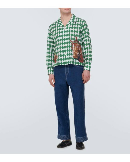Camicia Jockey di Bode in Green da Uomo