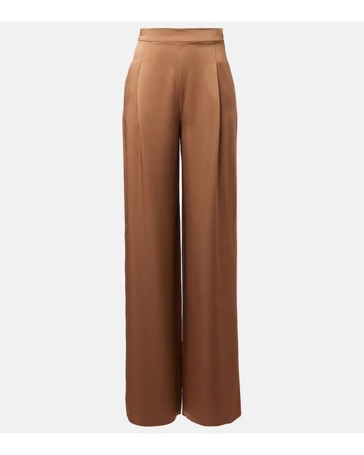 Pantalon Ample Dritto En Satin Max Mara en coloris Brown