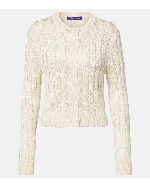 Cardigan De Seda Ralph Lauren de color Natural